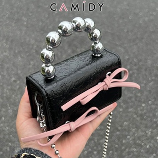 Camidy Niche Bow Mini Chain Headphone Bag กระเป๋าสะพายไหล่แบบพกพาน่ารักและหวานสำหรับผู้หญิง