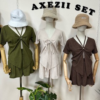 ชุดเซ็ทเสื้อแขนสั้นแต่งห่วง กางเกงขาสั้น (AXZII SET)