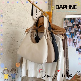 Daphne กระเป๋าสะพายไหล่ สะพายข้าง หนัง PU ความจุขนาดใหญ่ สีพื้น แฟชั่นสําหรับผู้หญิง