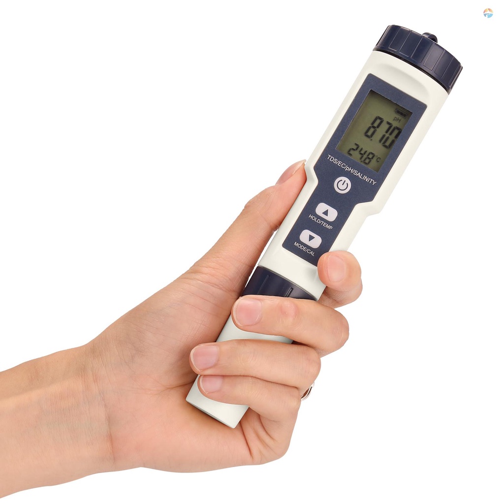 fash-5-in-1-เครื่องทดสอบคอมโบ-มัลติพารามิเตอร์-แบบมืออาชีพ-ph-ec-tds-salinity-thermometer-เครื่องทดสอบอเนกประสงค์-ดิจิทัล-เครื่องทดสอบคุณภาพน้ํา