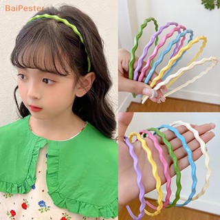 [BaiPester] ที่คาดผม แบบหยัก สีแคนดี้ ฤดูใบไม้ผลิ กันลื่น กีฬากลางแจ้ง สําหรับผู้หญิง ผู้ชาย เรซิน ที่คาดผม ล้างหน้า ผ้าโพกศีรษะ