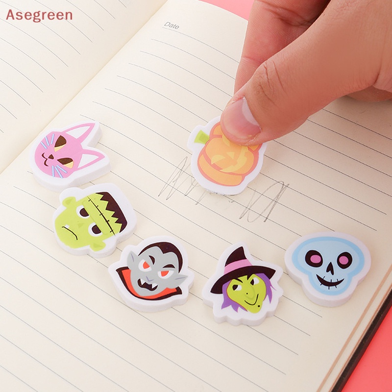 asegreen-ยางลบดินสอ-แบบนิ่ม-ทนทาน-ลายการ์ตูนฮาโลวีน-10-ชิ้น