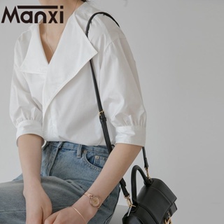 Manxi สไตล์ฝรั่งเศสเสื้อแฟชั่นผู้หญิง เสื้อใส่ทำงาน 2023 ใหม่ A25K0R0