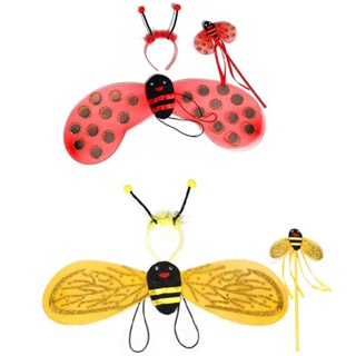 [Tik Tok Same Style] ชุดเครื่องแต่งกายปีกผึ้งน้อย สีเหลือง สีทอง สีชมพู สําหรับเด็ก 4 10wtx