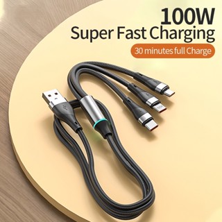 สายชาร์จเร็วมาก 100W 6A 3 In 1 สายชาร์จ Micro Usb / Type-C / สําหรับสายเคเบิล IP