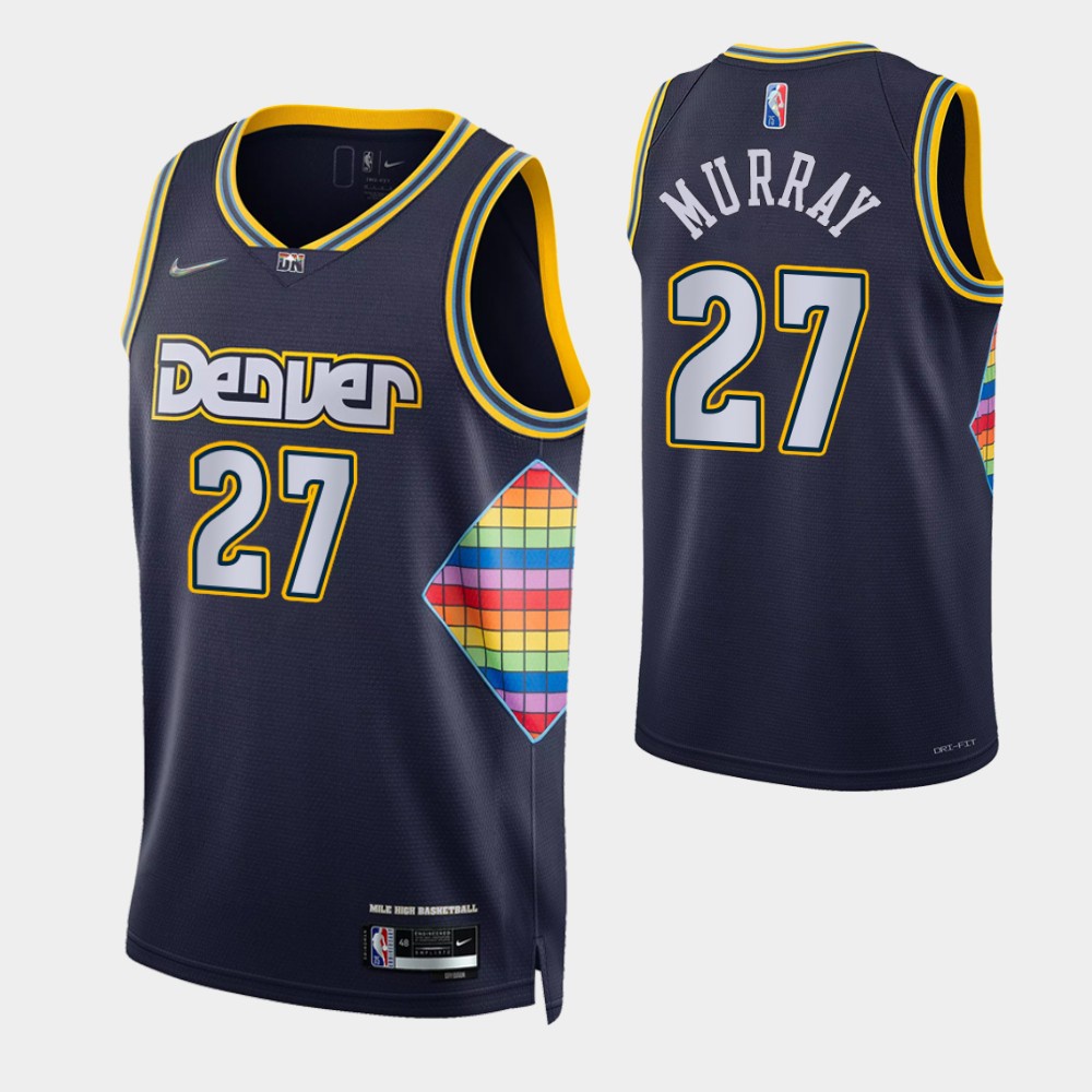 denver-nuggets-27-jamal-murray-เสื้อบาสเก็ตบอลสีดำของผู้ชายสั้น-เสื้อยืดกีฬา