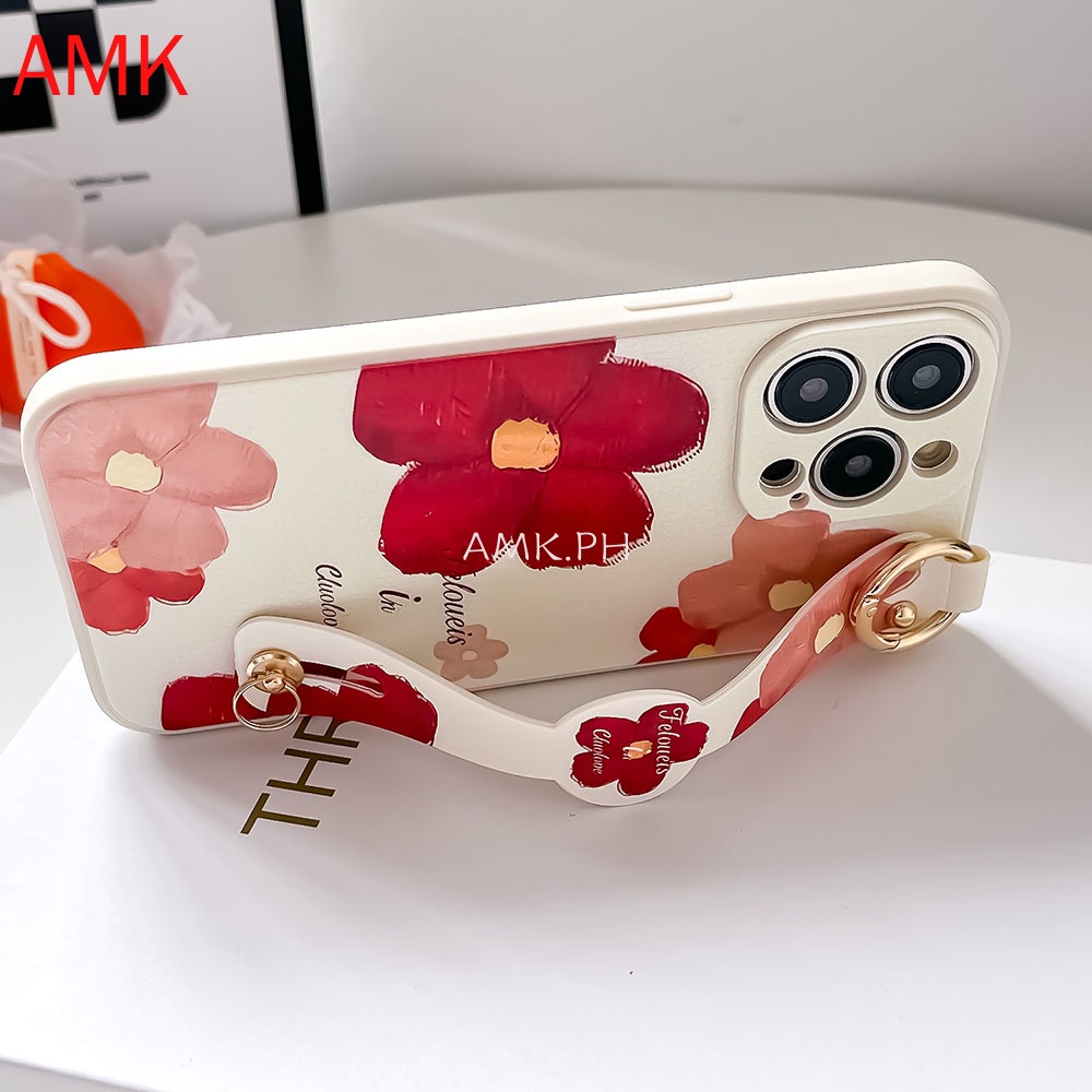 amk-เคสโทรศัพท์มือถือแบบใส-กันกระแทก-ลายดอกไม้-พร้อมสายคล้องมือ-สําหรับ-realme-10-c55-c35-narzo-50a-prime-50i-c33-c31-c30-c21y-c25y-c21-c20-c20a-c11-c2-c15-9-9i-8i-8-7i-7-6-pro-gncwd