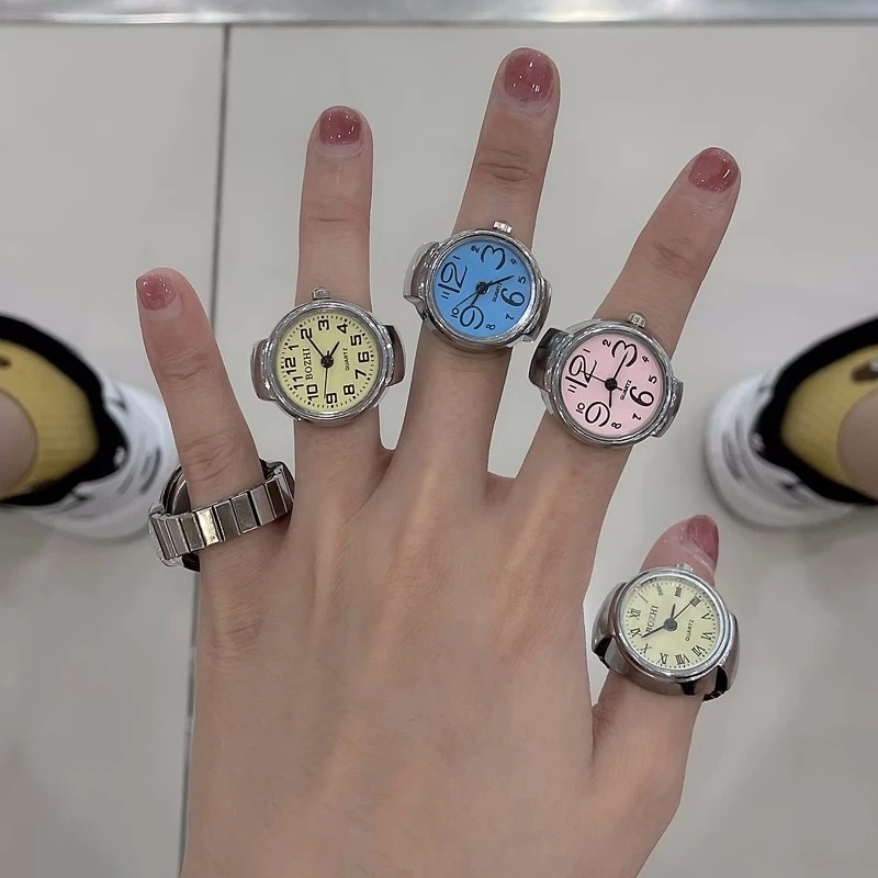แหวนนาฬิกาข้อมือควอตซ์-อัลลอย-แบบยืดหยุ่น-สไตล์พังก์-วินเทจ-โรมัน-ย้อนยุค-เครื่องประดับ-สําหรับคู่รัก