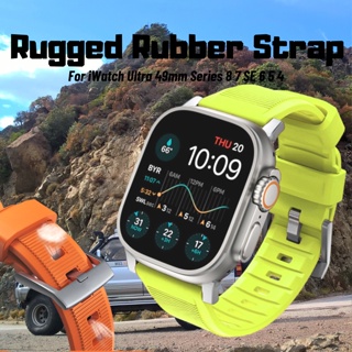 สายนาฬิกาข้อมือยาง ทนทาน แบบเปลี่ยน สําหรับ Ultra 49 มม. iWatch Sereis 8 SE2 7 SE 6 5 Band 45 มม. 44 มม. 42 มม. Smart Watch Series 8 7 6 5 4 SE2 (SOOAX)
