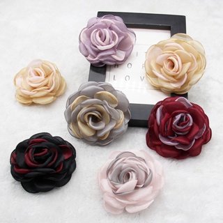 ดอกกุหลาบ กึ่งสําเร็จรูป ผ้าชีฟอง 5 ซม. อุปกรณ์เสริม สําหรับทําเครื่องประดับเสื้อผ้า DIY