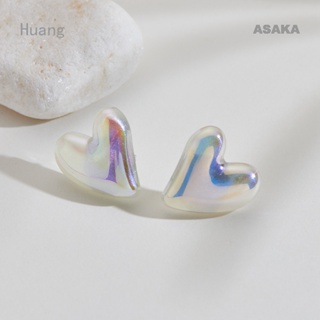 Asaka ต่างหูแฟชั่น รูปหัวใจ สีเงิน