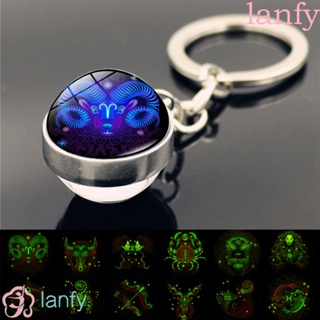 สินค้า Lanfy พวงกุญแจจี้ลูกบอล 12 ราศีเรืองแสงสําหรับผู้ชายผู้หญิง