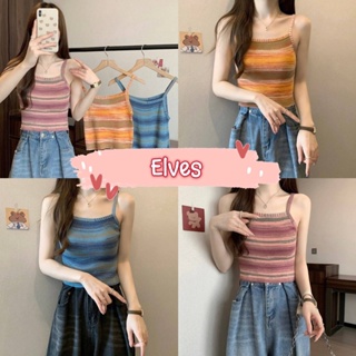 Elves✨พร้อมส่ง✨ เสื้อสายเดี่ยวไหมพรม สีสันสดหลากหลายสี ~31015~ -C