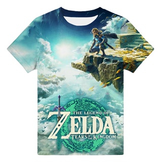 ใหม่ล่าสุด เสื้อยืดแขนสั้น พิมพ์ลาย the Legend of Zelda: Tears of the Kingdom Game 3D แฟชั่นฤดูร้อน สําหรับเด็กผู้ชาย 2023