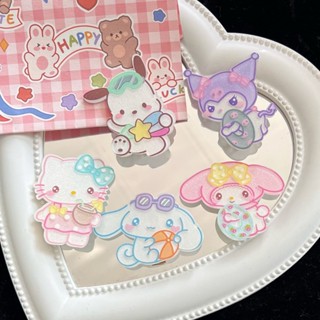 กิ๊บติดผม แต่งกลิตเตอร์ ลายการ์ตูน Sanrio เหมาะกับเดินชายหาด แฟชั่นฤดูร้อน สําหรับเด็กนักเรียน