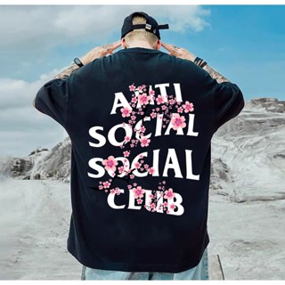 ANTI SOCIAL SOCIAL CLUB เสื้อเชิ้ตแขนสั้นผู้ชาย คอกลม เสื้อยืดผู้หญิง ASSC เสื้อยืด oversize ผ้าคอตตอน