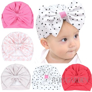 Babygarden-0-6 เดือน หมวกผ้าโพกหัว เด็กทารก เด็กผู้หญิง, นุ่ม ยืดหยุ่น น่ารัก โบ ดอกไม้ / จุด / หมวกบีนนี่ แข็ง สําหรับลําลอง ทุกวัน