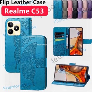 เคสโทรศัพท์หนัง ฝาพับแม่เหล็ก กันกระแทก พร้อมช่องใส่บัตร สําหรับ Realme C51 C53 C55 Nfc C 51 C 53 C 55 RealmeC51Nfc RealmeC53Nfc RealmeC55Nfc