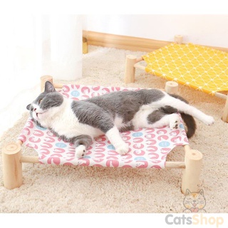 🌈พร้อมส่ง💥 ที่นอนเปลแมวขาไม้ เปลแมวขาไม้ ตั้งพื้น เตียงนอนแมว ที่นอนแมว เปลแมว