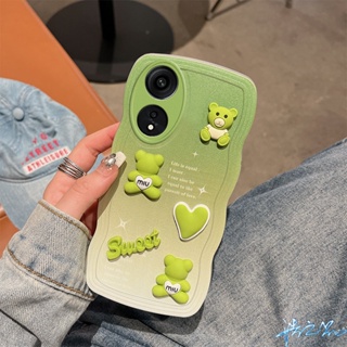 เคส Oppo A78 Reno 8T 4G 5G Reno 4 5 6Z 7Z 2Z 2F Reno 7 3 4F 4G เคสโทรศัพท์มือถือ ลายหมีน่ารัก 3D สี่สี เรียบง่าย สําหรับ