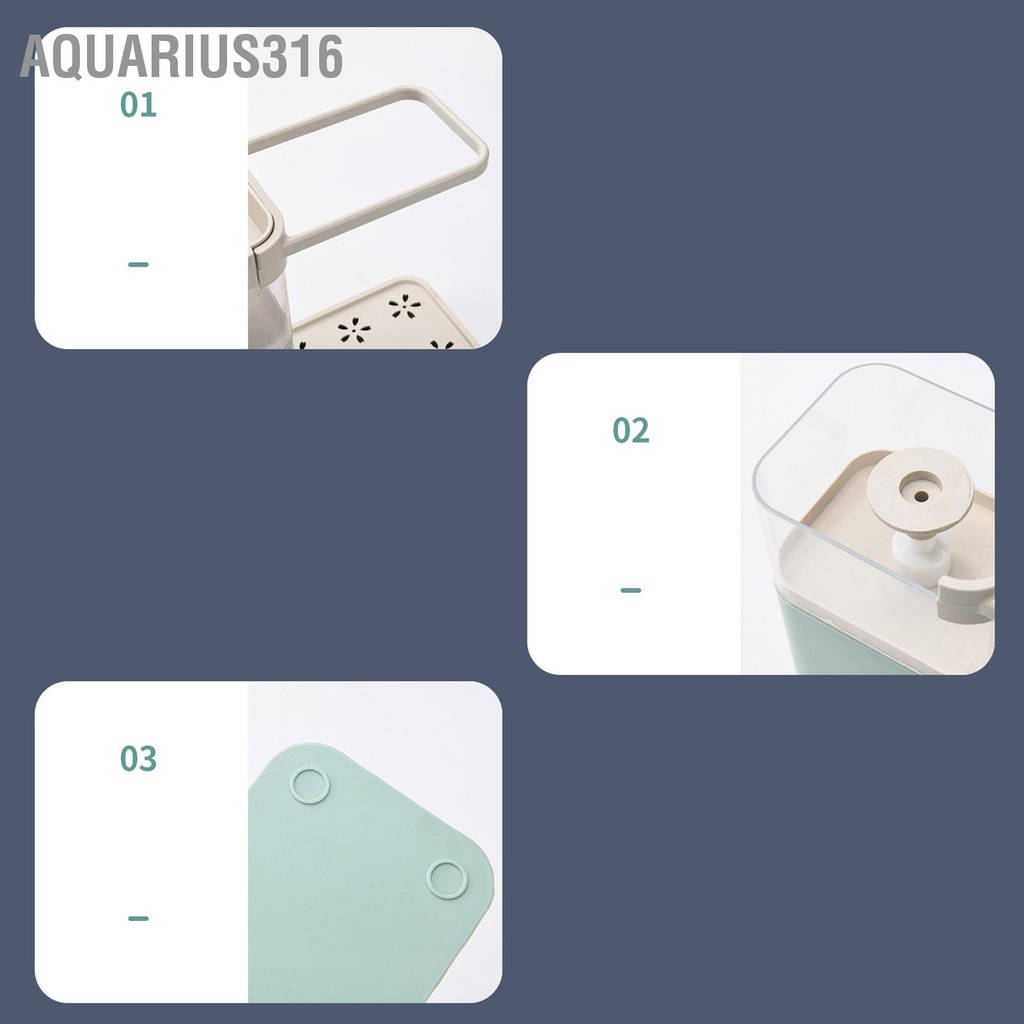 aquarius316-เครื่องจ่ายสบู่จานความจุขนาดใหญ่กล่องจ่ายของเหลวอัตโนมัติพร้อมที่วางฟองน้ำแขวนทาวเวอร์