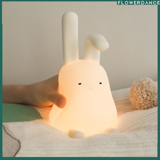 Rabbit Night Lights Led Night Light Ears Can Be Folded Bunny Silicone Lamp Rechargeable Cartoon Bedside Tap Lamp Children Bedroom Decoration Birthday Gift flower
