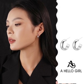 Hellogirljewelry ต่างหูสตั๊ด เงิน 925 ทรงกลม ขนาดเล็ก เรียบง่าย ไฮเอนด์ แฟชั่นฤดูใบไม้ร่วง สําหรับผู้หญิง