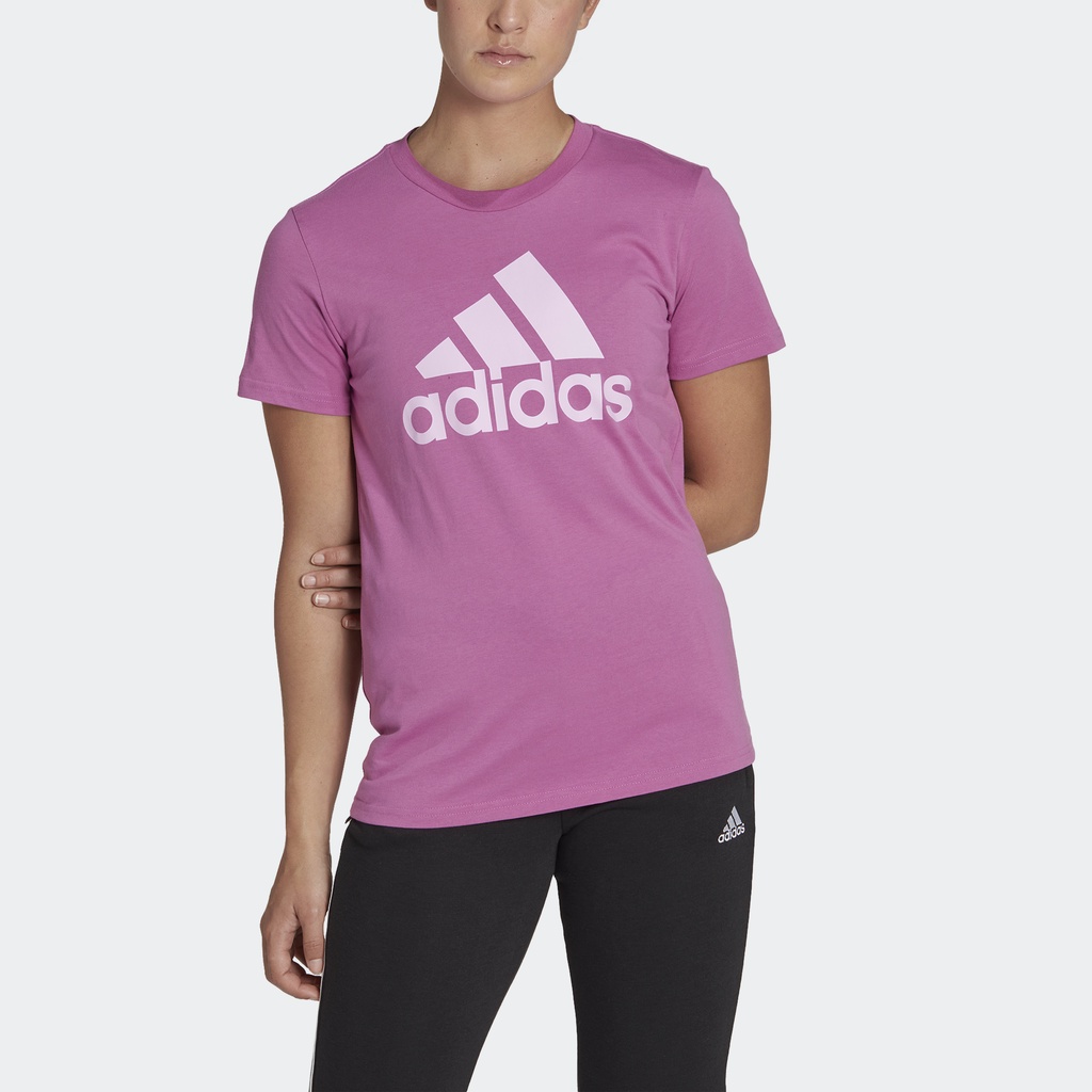 adidas-ไลฟ์สไตล์-เสื้อยืดโลโก้-loungewear-essentials-ผู้หญิง-สีม่วง-hl2034