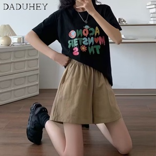 DaDuHey🎈 New Korean Version of INS Thin Casual Pants Niche High Waist Wide Leg Pants Large Size Hot Pants Shorts