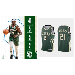 Milwaukee Bucks #21 Jrue Holiday เสื้อสเวตเตอร์ของเสื้อบาสเก็ตบอล NBA Jersey