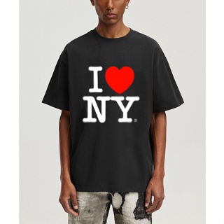 เสื้อยืดคอกลมแขนสั้นพิมพ์ลาย I Love New York I Love New York สีดำ S-5XL