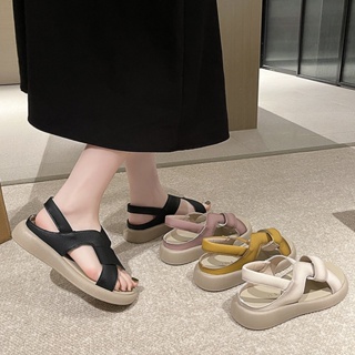 MK รองเท้าแตะผู้หญิงแฟชั่น รองเท้าสไตล์มินิมอลเส้นไขว้ เกาหลีงาน สวมใส่สบายเท้ามากๆ 2023 NEW JUL1702