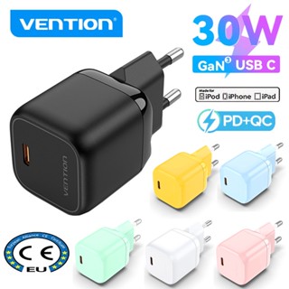 Vention 30W GaN USB-c ที่ชาร์จ Type-c PD ชาร์จเร็ว สําหรับ iPhone iPad Macaron EU สายชาร์จ 100W 5A PD Type-c สายชาร์จ