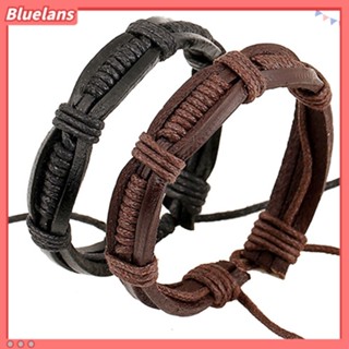 【 Bluelans 】กําไลข้อมือหนังถัก สไตล์พังก์ คลาสสิก สําหรับผู้หญิง ผู้ชาย