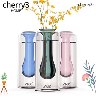 Cherry3 แจกันแก้วใส เป็นมิตรกับสิ่งแวดล้อม ปลอดสารพิษ ใช้งานง่าย สีชมพู สีเขียว สีฟ้า สําหรับตกแต่งบ้าน ห้องนอน