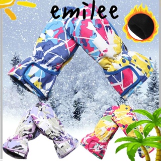 Emilee ถุงมือสกี เด็ก ใหม่ ขายดี กันน้ํา เด็ก การ์ตูน น่ารัก กํามะหยี่หนา