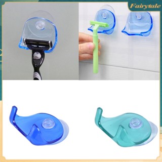 ❀ Suction Cup Manual Razor Holder Bathroom Shaver Hanging Rack Clear Storage Shelf Bathroom Storage Shelf Organizer