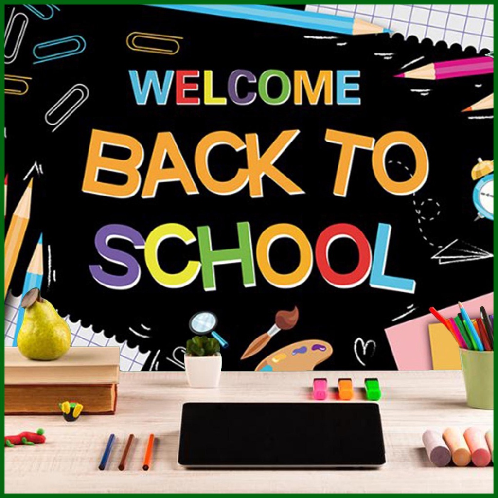 ธงแบนเนอร์-ลาย-welcome-back-to-school-สําหรับตกแต่งพื้นหลัง-ปาร์ตี้