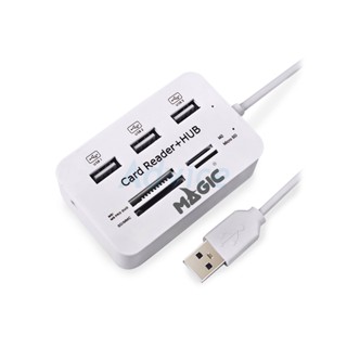 3 Port USB HUB v2.0 + Card Reader MAGIC TECH MT-02 (White)