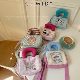 Camidyการ์ตูนผ้าใบหญิงใหม่สาวน่ารักกระเป๋าถือ crossbody ลำลองกระเป๋าสี่เหลี่ยมเล็ก