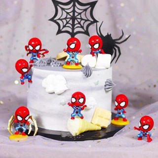 โมเดลตุ๊กตาฟิกเกอร์ Disney Marvel Avengers Spider Man PVC สําหรับตกแต่งเค้ก ห้องนอนเด็ก 8 ชิ้น ต่อชุด