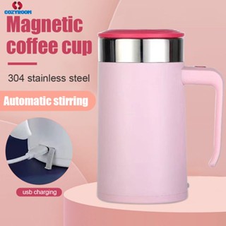 แก้วกาแฟแบบกวนเองคนถ้วยปั่นสแตนเลสสมาร์ทกาแฟนมผสม Usb ชาร์จ 450ml สูญญากาศความร้อนฉนวนสำหรับบ้านและสำนักงานซินเทียของขวัญที่ดีที่สุด