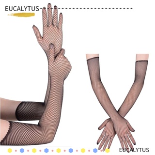 Eutus ถุงมือยาว ผ้าตาข่าย ป้องกันแดด สีดํา 45 ซม. สําหรับคอสเพลย์ เต้นรํา ปาร์ตี้