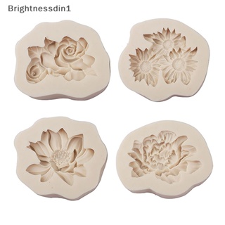 [Brightnessdin1] แม่พิมพ์ซิลิโคน รูปดอกกุหลาบ ดอกบัว ดอกโบตั๋น สไตล์จีน 1 ชิ้น