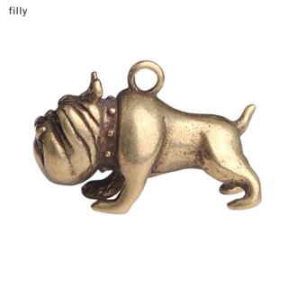 พวงกุญแจ จี้รูปการ์ตูนสุนัขบูลด็อก โลหะ ทองเหลืองบริสุทธิ์ สไตล์วินเทจ สําหรับแขวนเครื่องประดับ จํานวน 1 ชิ้น