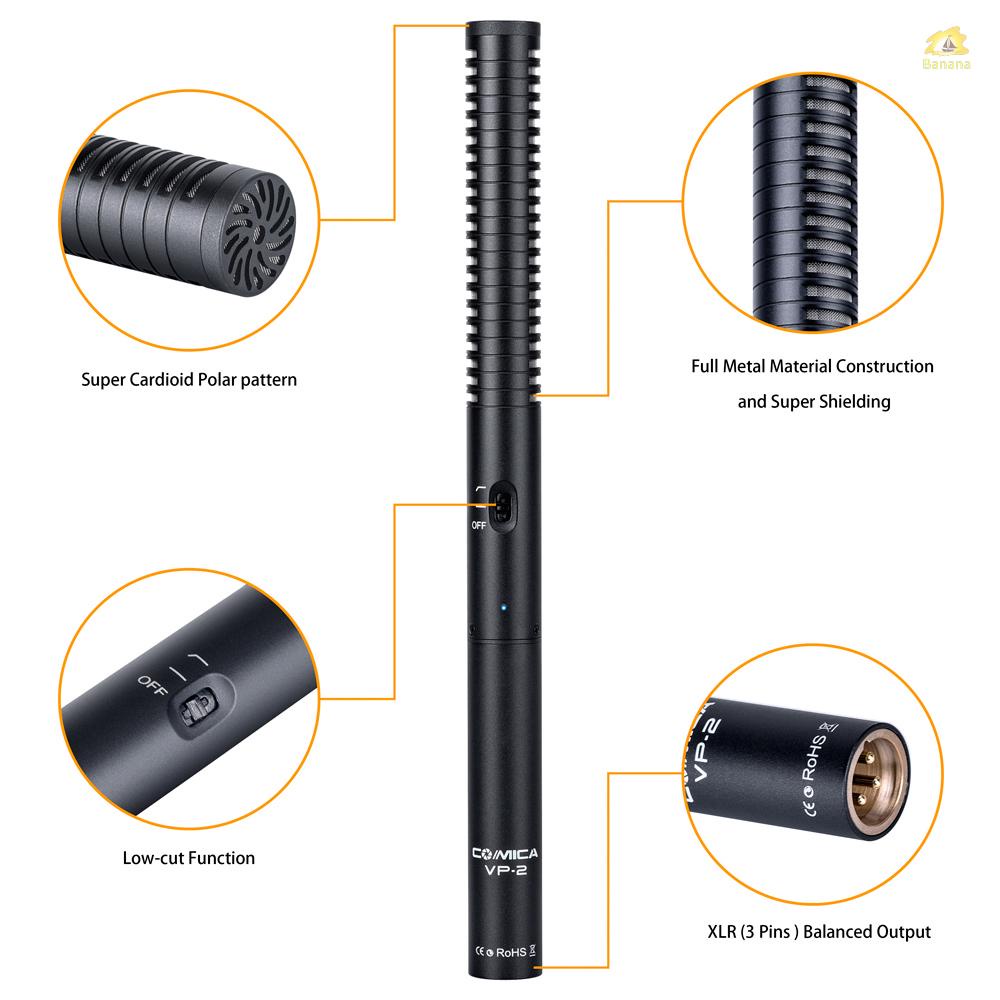 banana-pie-comica-cvm-vp2-ไมโครโฟน-super-cardioid-condenser-สัมภาษณ์-วิดีโอไมค์-สําหรับกล้องวิดีโอ-พร้อมสายเคเบิล-3-5-มม-amp-xlr