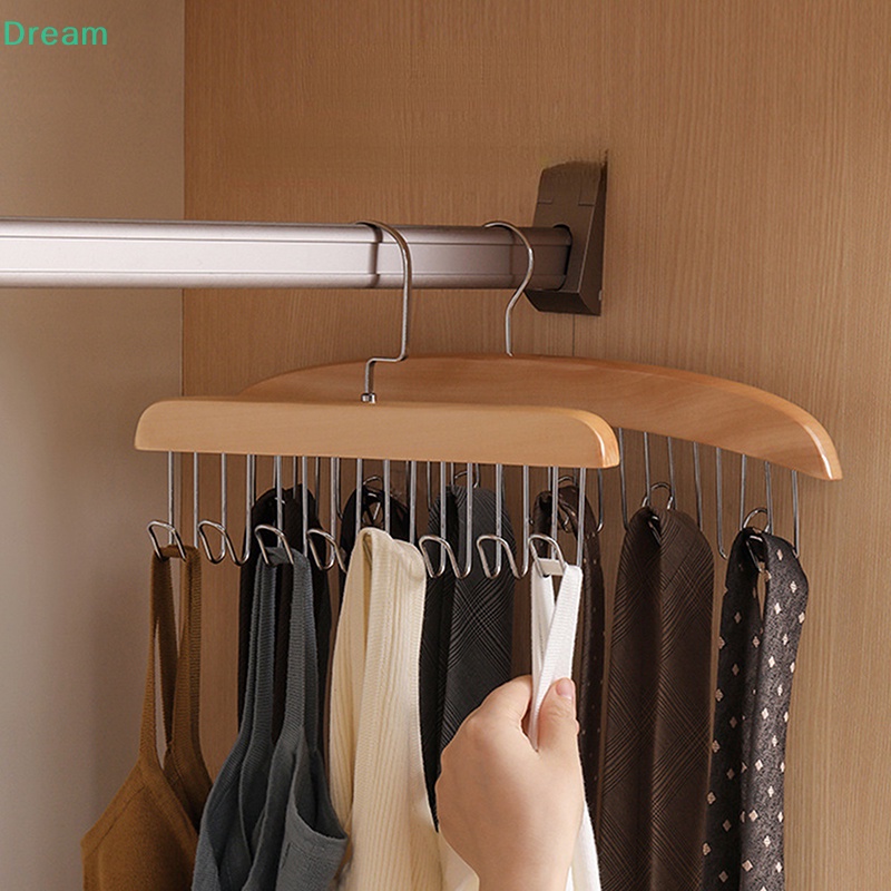 lt-dream-gt-ไม้แขวนเสื้อ-เข็มขัดไม้-ยกทรง-8-ตะขอ-ผูกหมวก-จัดระเบียบ-ไม่ลื่น-ประหยัดพื้นที่-ตู้เสื้อผ้า-ที่เก็บเสื้อผ้า-ลดราคา