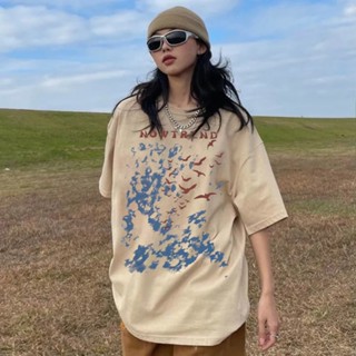 เสื้อยืดแขนสั้น ผ้าฝ้าย ทรงหลวม พิมพ์ลายกราฟฟิติกกราฟฟิค แนวสตรีท สไตล์ฮิปฮอป ฮาราจูกุ สีเบจ สีดํา สําหรับผู้หญิง 2023