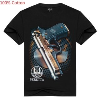 [Men bone] Mens beretta gun tshirt casual black cotton 3d t shirt clothing Men style t-shirt men_01