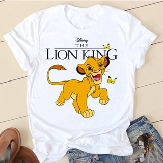 Fired ใหม่ผู้หญิงเสื้อยืด Disney Lion King Simba การ์ตูนน่ารักพิมพ์ T เสื้อ Harajuku ฤดูร้อน Casual streetwear unisex เส